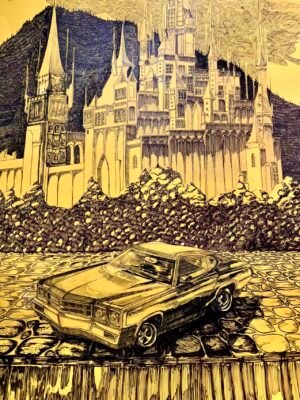 The old castle in the night